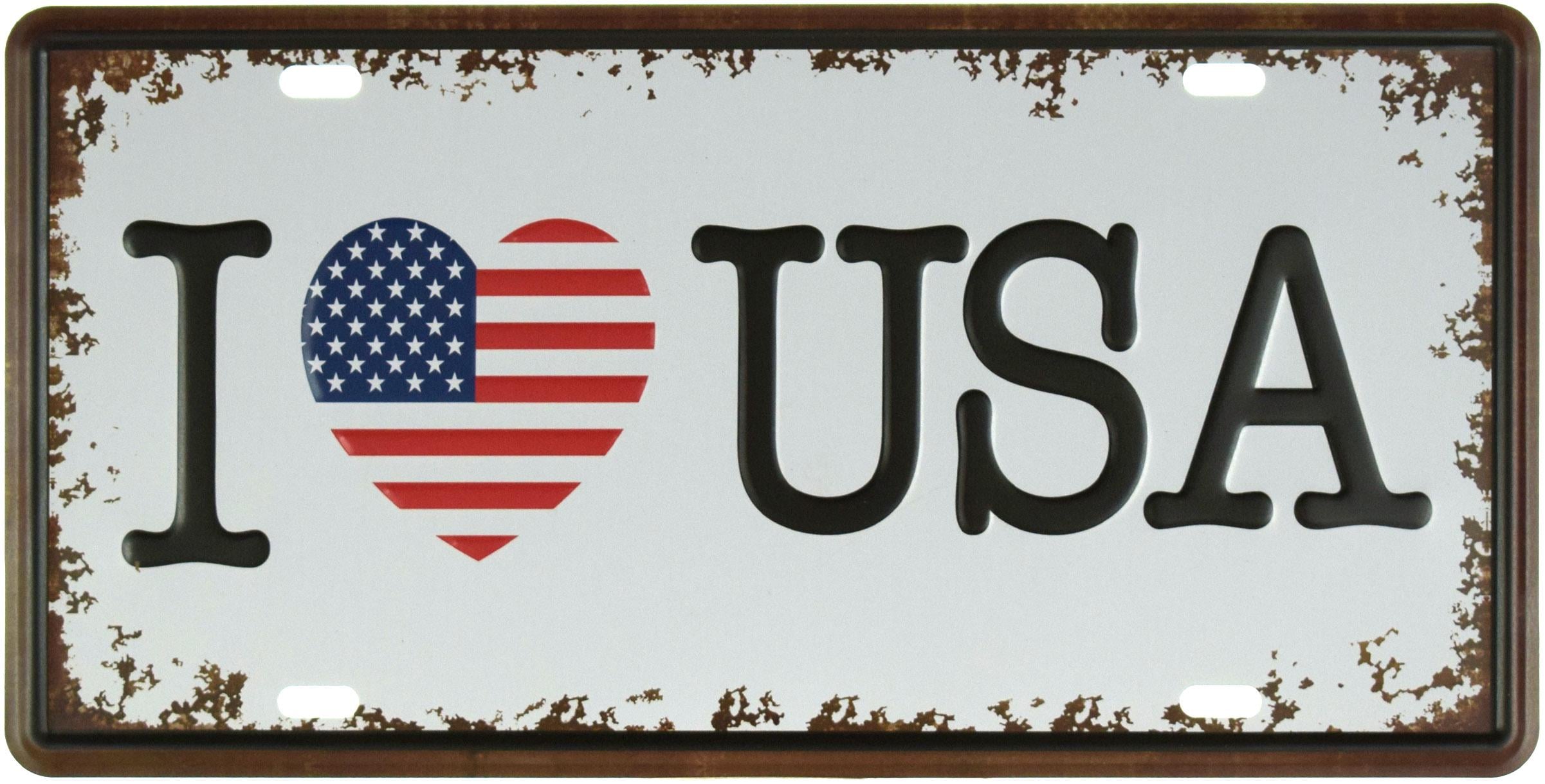 Табличка металлическая Я Люблю США/I Love USA 15x30 см