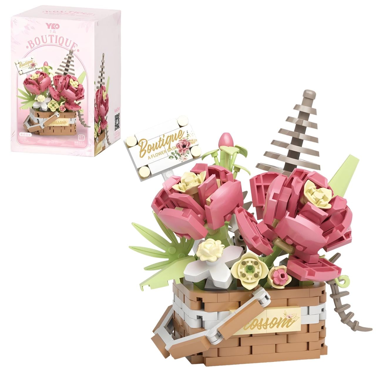 Конструктор 3D Boutique цветочная корзина Романтическая встреча 395 дет. (P1088)