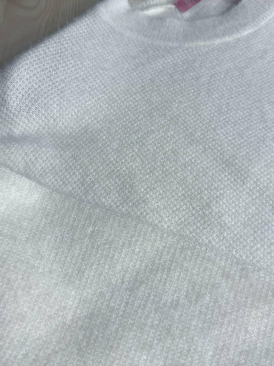 Светр жіночий Fancy Matinee 7571 вафельний з ангори оверсайз OS Білий (4986) - фото 2