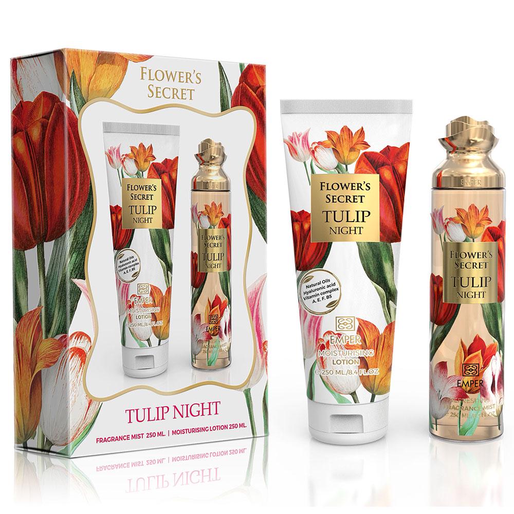 Подарунковий набір Emper Flower'S Secret Tulip Night body mist 250 мл із зволожуючим лосьйоном для тіла 250 мл (MM36058)