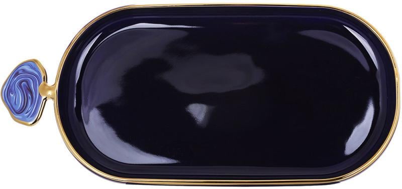 Блюдо с декоративной ручкой Gold Line 25,5х11,5 см Синий (32329491)
