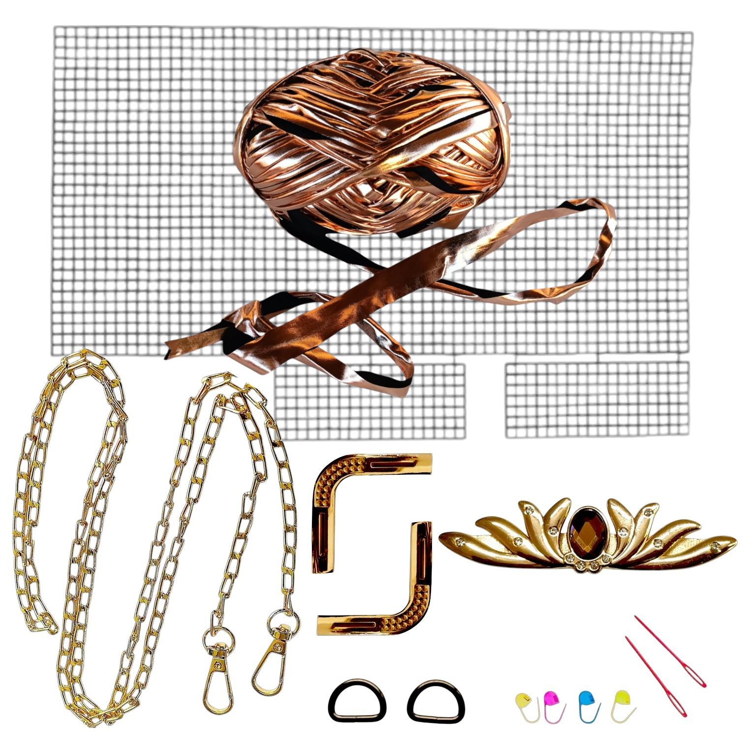 Набор для создания сумки из пластиковой канвы Лилия с нитками металлик Золотисто-розовый/Золотистый (8203-42) Набор для создания сумки из пластиковой канвы Лилия с нитками металлик Золотисто-розовый/Золотистый (8203-42)