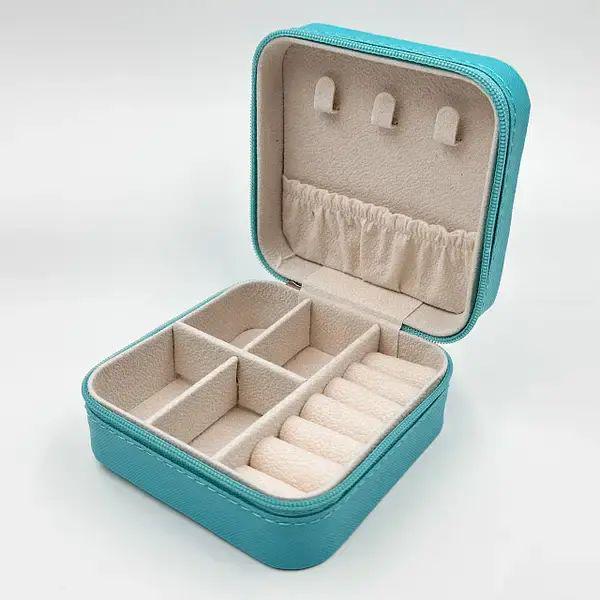 Органайзер-ящик для украшений с застежкой на молнии из искусственной кожи Мятный (opt-102906)