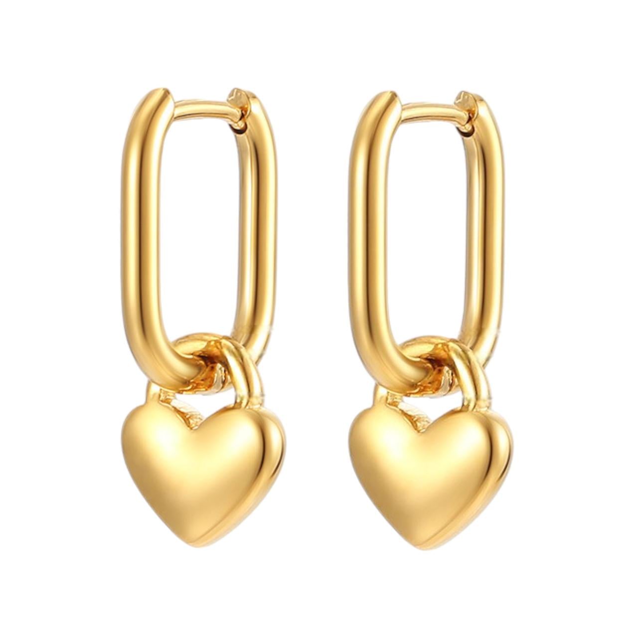 Сережки Конго Love нержавіюча сталь 24х12х2 мм 1 пара Золотистий (ФН2420с49)