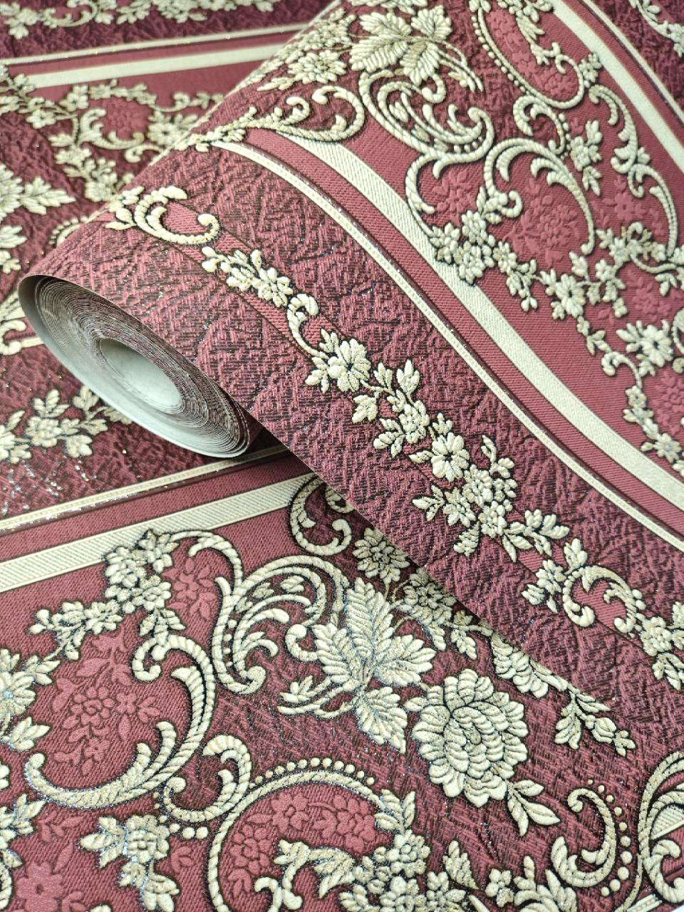 Обои виниловые Славянские обои 339-05 с узором для спальни/гостиной/коридора/комнаты 10,05x0,53 м Бордовый (2302249116) Обои виниловые Славянские обои 339-05 с узором для спальни/гостиной/коридора/комнаты 10,05x0,53 м Бордовый (2302249116)