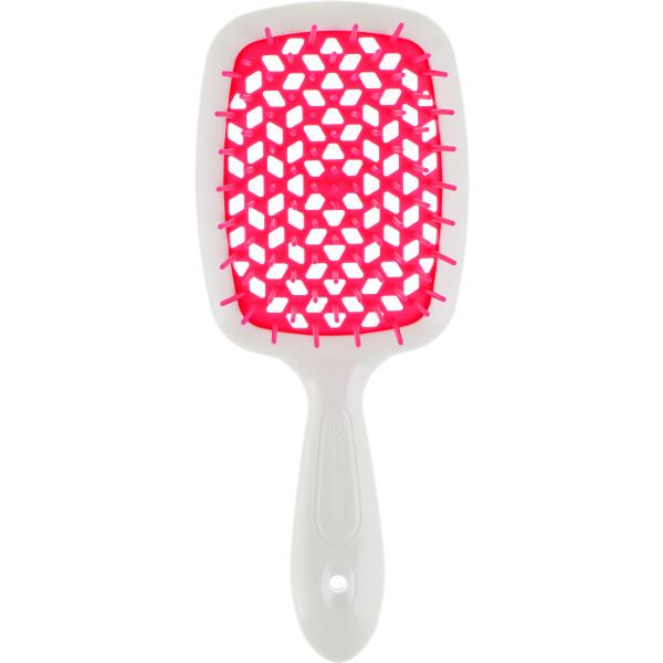 Расческа мини Janeke Superbrush Small With Soft Moulded Tips Белый с малиновым (8006060650164)