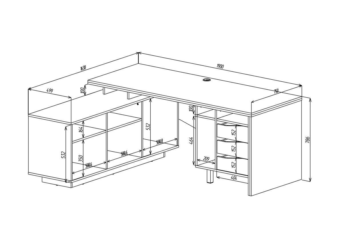 Письменный стол Intarsio CONNECT 1 R SK 190x78 см Дуб кремона котта/Стоун бежевый (28710915) - фото 5
