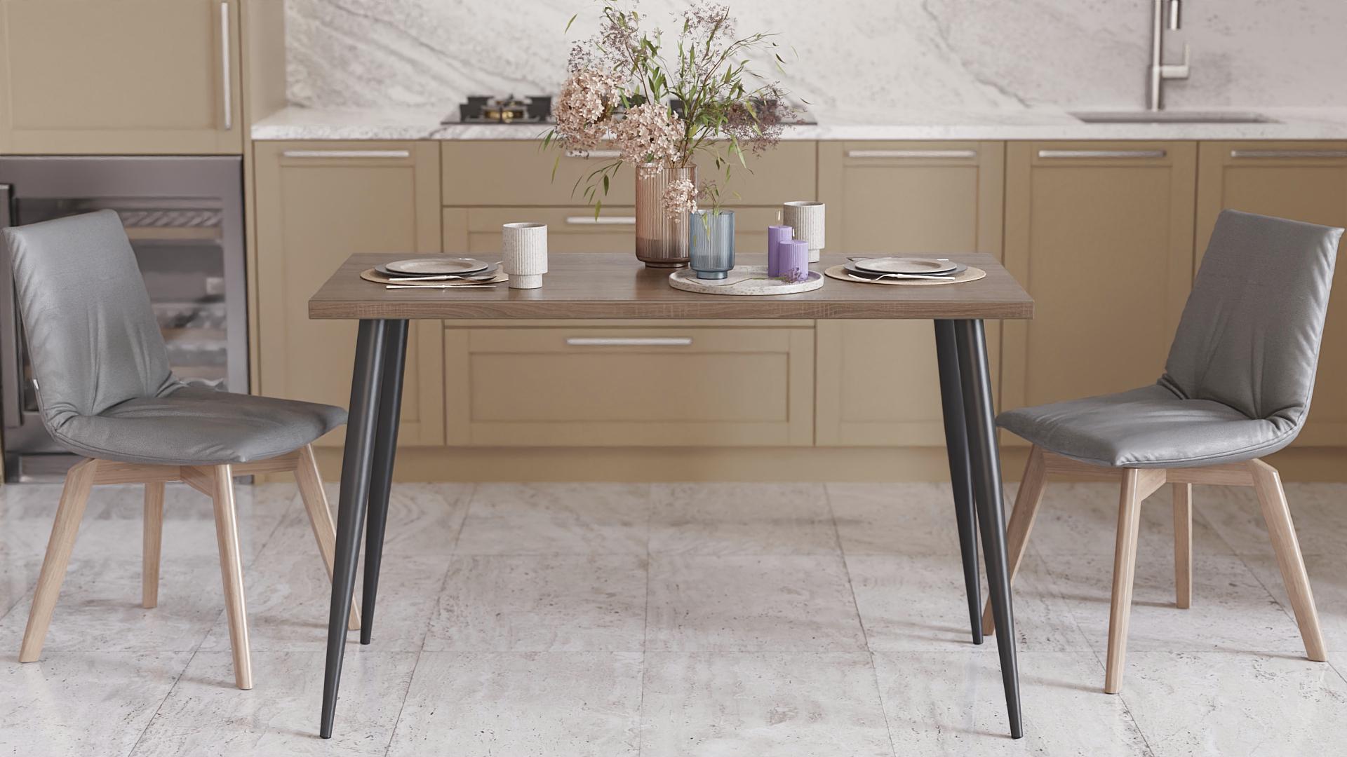 Обідній стіл Ferrum-decor Марсель 50 метал/ДСП 32 мм 75x120x60 см Чорний/Дуб Сонома Трюфель (FRD-106699)