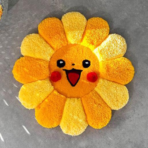 Ковер ручной работы с объемным узором Веселое солнышко 80х80 см