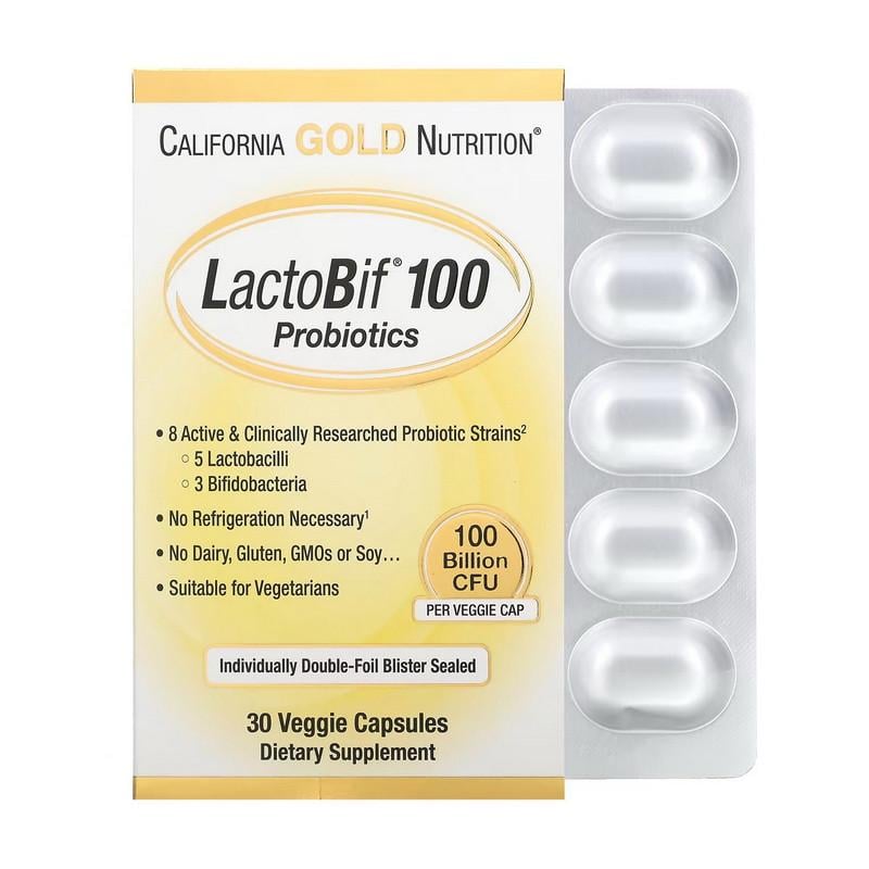 Пробиотики California Gold Nutrition LactoBif 100 Billion 30 капс. (21583-01)