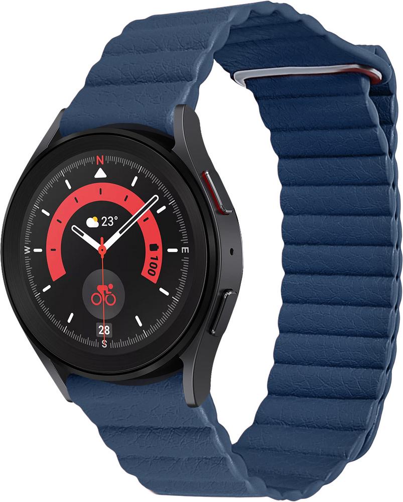 Ремешок кожаный Genis для Galaxy Watch 5 Pro Blue (29200-28)