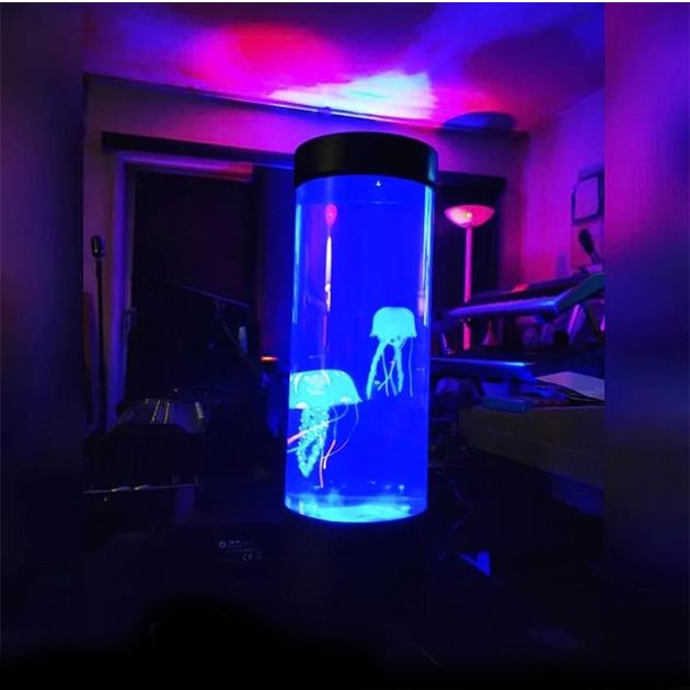 Нічник акваріум з 3D медузами з пультом керування 30 см LED 16 кольорів JELLY fish Чорний - фото 6