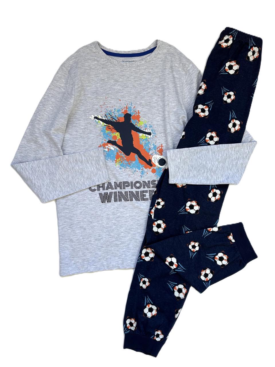 Піжама для хлопця PRIMARK Championship лонгслів та штани 158 см Сіро-синій (2548909253)