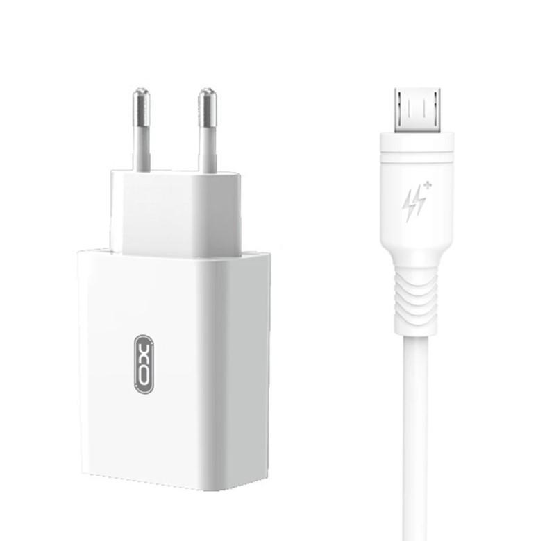 Зарядний пристрій мережевий Xo L36 QC 18W з кабелем microUSB White