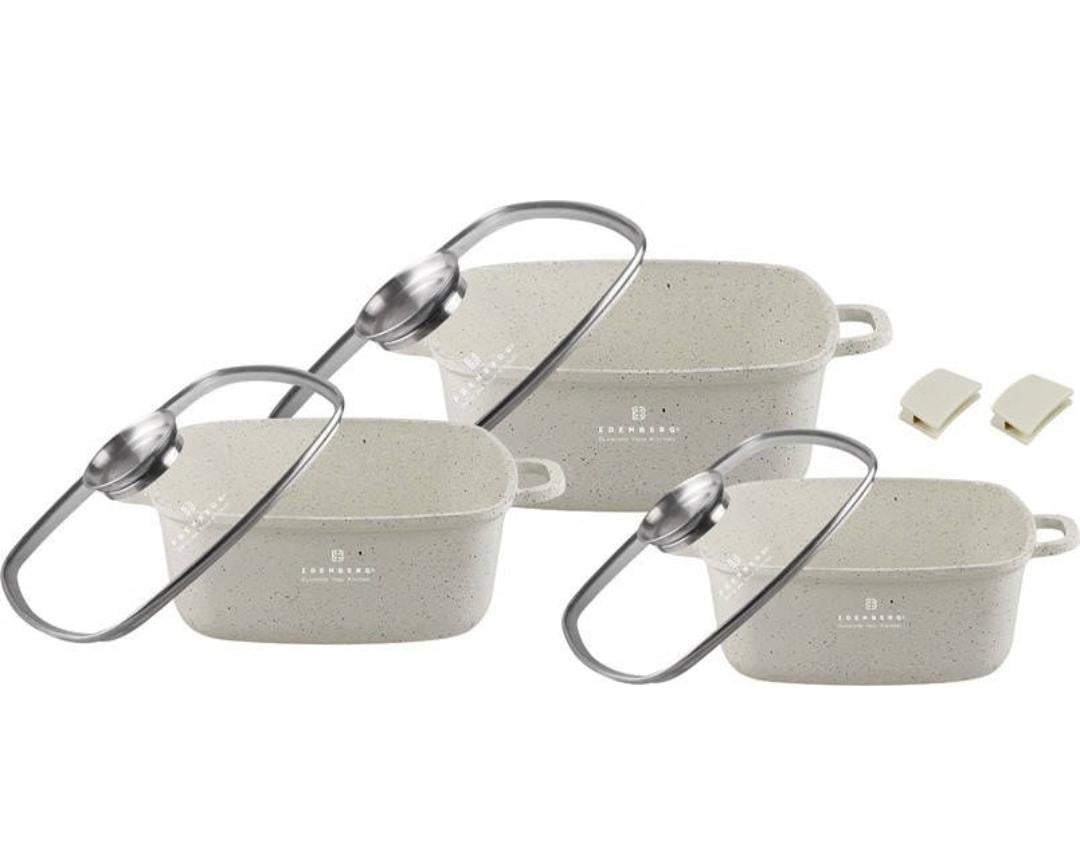Набор кастрюль Edenberg EB-3921 с мраморным антипригарным покрытием 6 пред. Белый (EB-3921)