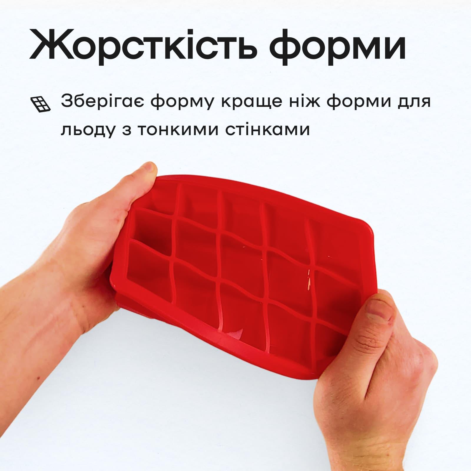 Форма для льда с крышкой Olin&Olin 15 кубиков по 33х33 мм Красный (8821-M-15-Red) - фото 6