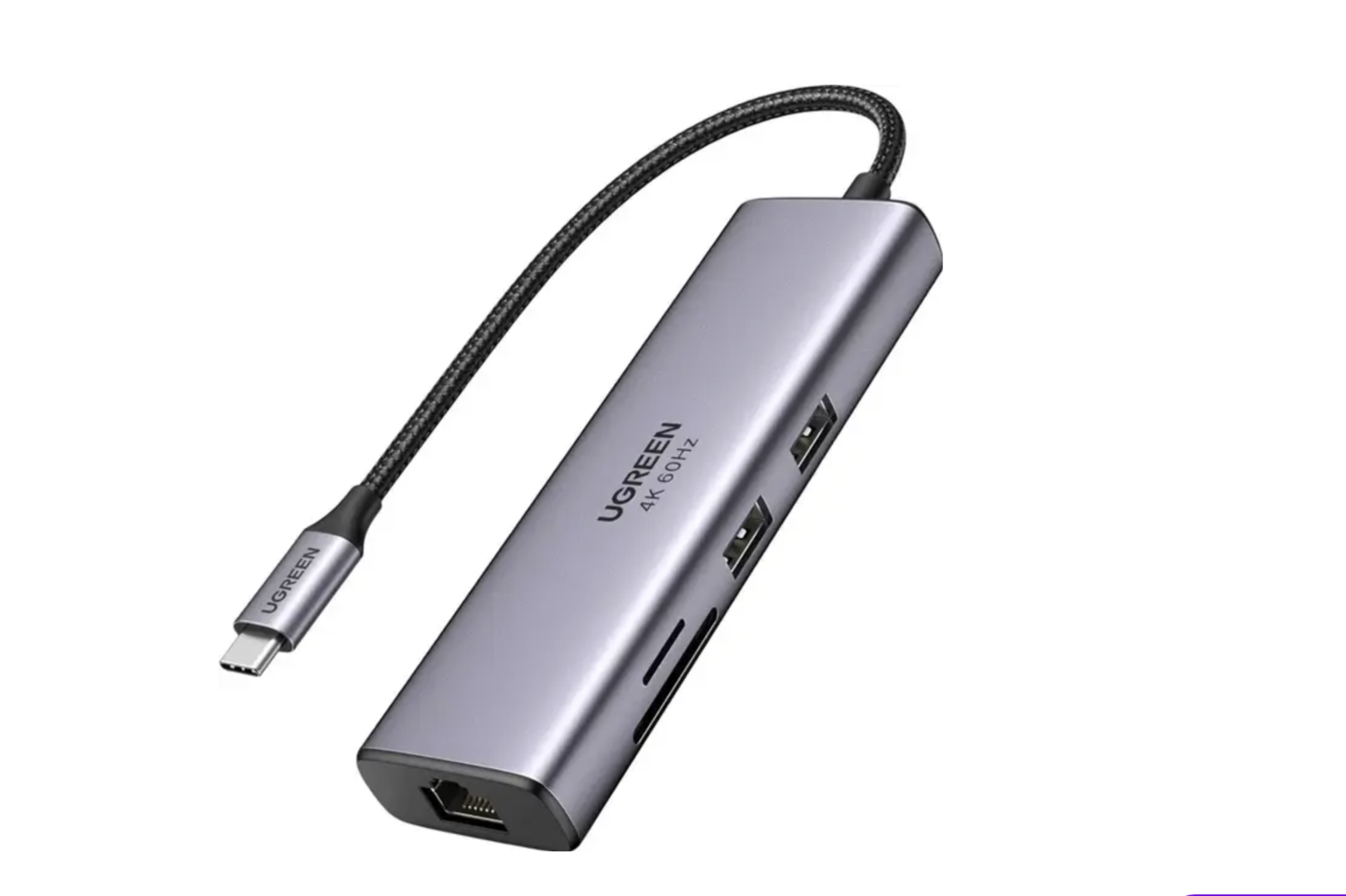 USB-хаб UGREEN CM512 7в1 USB-C HDMI 4K LAN RJ-45 SD/TF 2хUSB 3.2 PD для ноутбуков/MacBook 60 Hz 100W Серый (33729123)