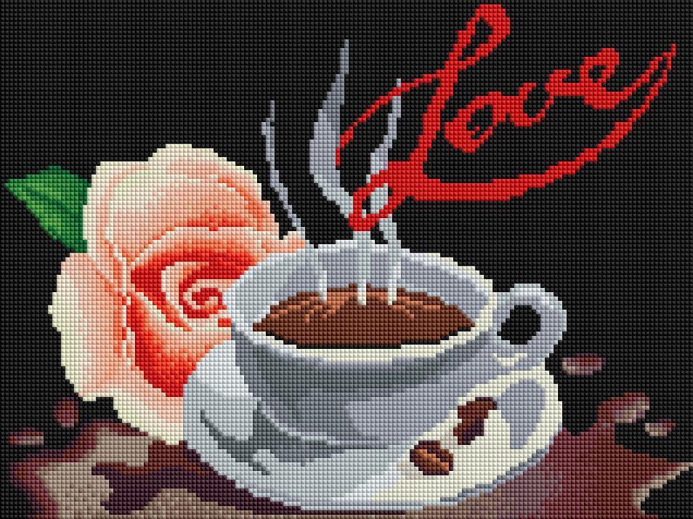Алмазная мозаика ColorArt Кофе с розой 30х40 см (ST423)