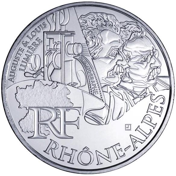 Коллекционная монета Франция 10 евро 2012 «Регионы Франции-Рона-Альпы» Серебро UNC KM 1886 (М03027)