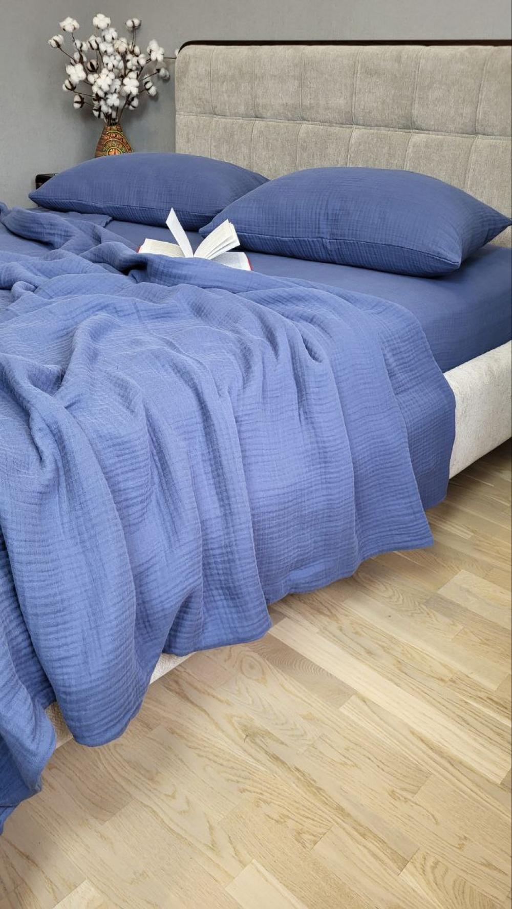 Покрывало детское муслин 110x140 см Navy Blue (10001) - фото 1