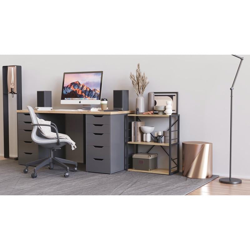 Етажерка Ferrum-decor Konekt 3/60 метал/ДСП Чорний/Дуб сонома (FRD-104257) - фото 3 Етажерка Ferrum-decor Konekt 3/60 метал/ДСП Чорний/Дуб сонома (FRD-104257) - фото 3