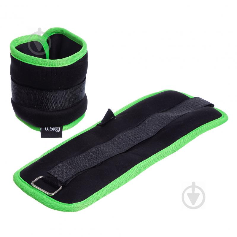 Утяжелители-манжеты для рук и ног PS FI-1303-1 (2 x 0,5кг) Черно-салатовый