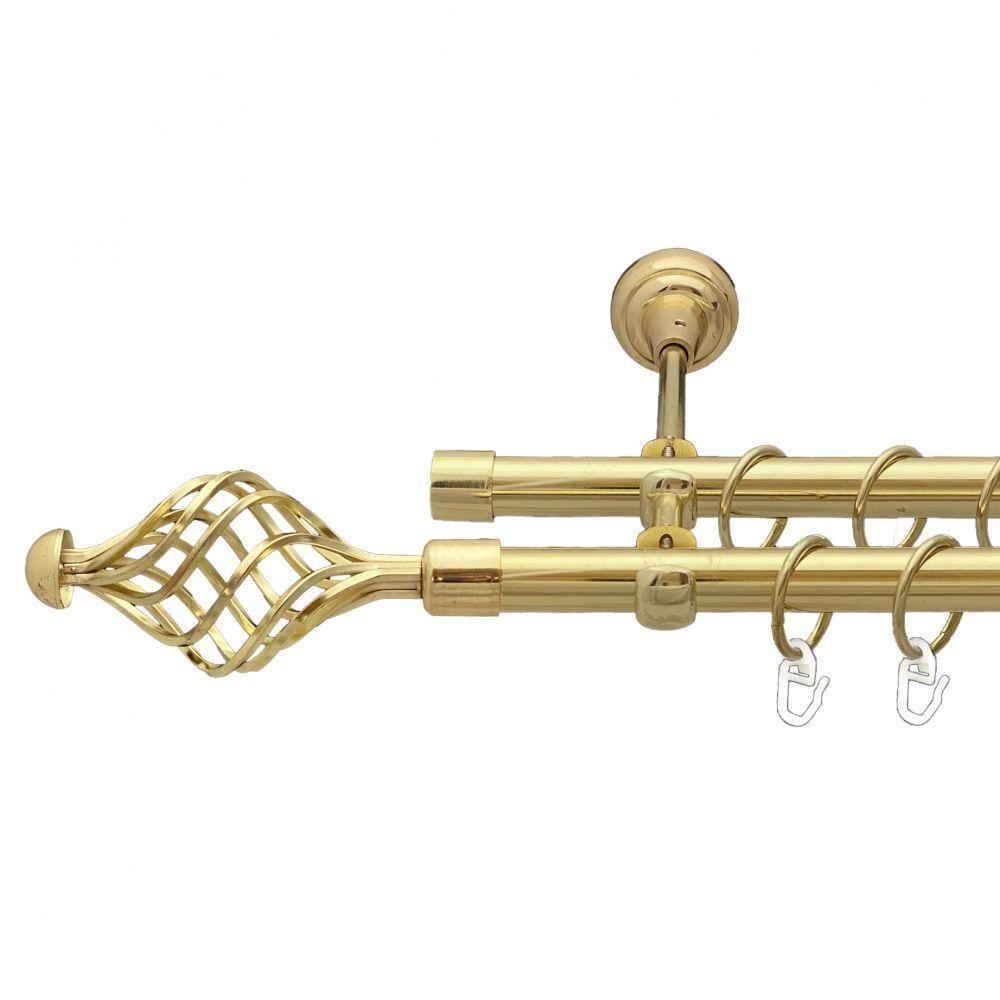 Карниз для штор Orvit Арезо двухрядный гладкий 19/19 мм 240 см Золотой (00-00013072)