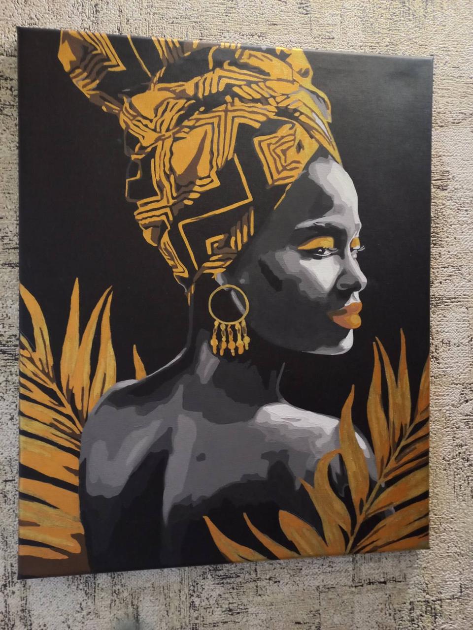 Картини за номерами Brushme "Африканка" чорне полотно/фарби металік (BSB0013) - фото 2 Картини за номерами Brushme "Африканка" чорне полотно/фарби металік (BSB0013) - фото 2