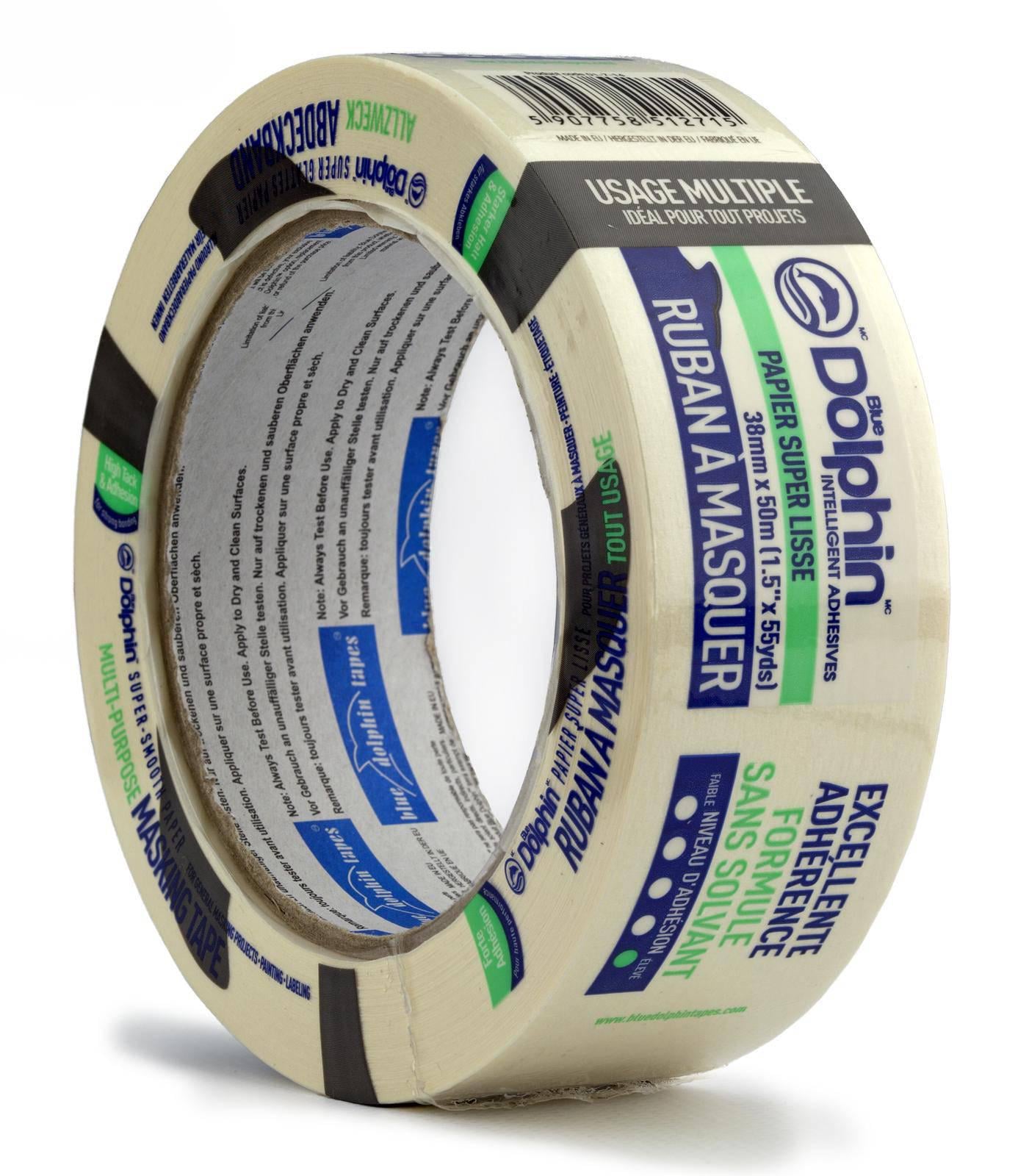 Стрічка-скотч малярна Blue Dolphin маскувальна 38 мм х 50 м Білий (01-7-14-EN ST627)