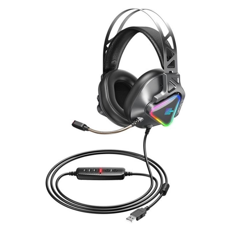 Ігрові навушники Remax RM-810 LED Wargod Series Gaming Headphone 7.1 USB 2,2 кОм Black - фото 2