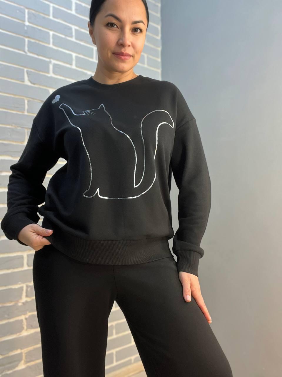 Костюм женский JOGGY 8063-7557 свитшот котенок и брюки широкие палаццо M Черный (1475) - фото 7 Костюм женский JOGGY 8063-7557 свитшот котенок и брюки широкие палаццо M Черный (1475) - фото 7