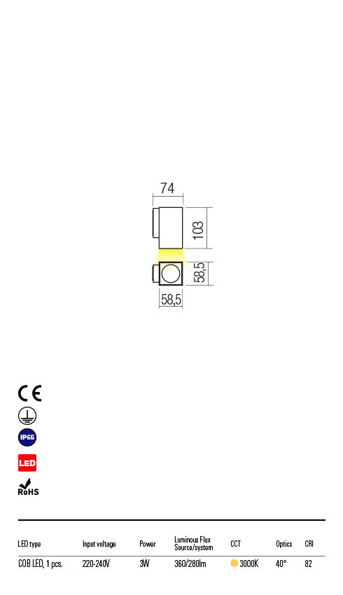 Бра уличное Redo Quad Ap LED Cob 3 W Ip65 Dg 3000K Sq 5.1.2 (90085) - фото 3