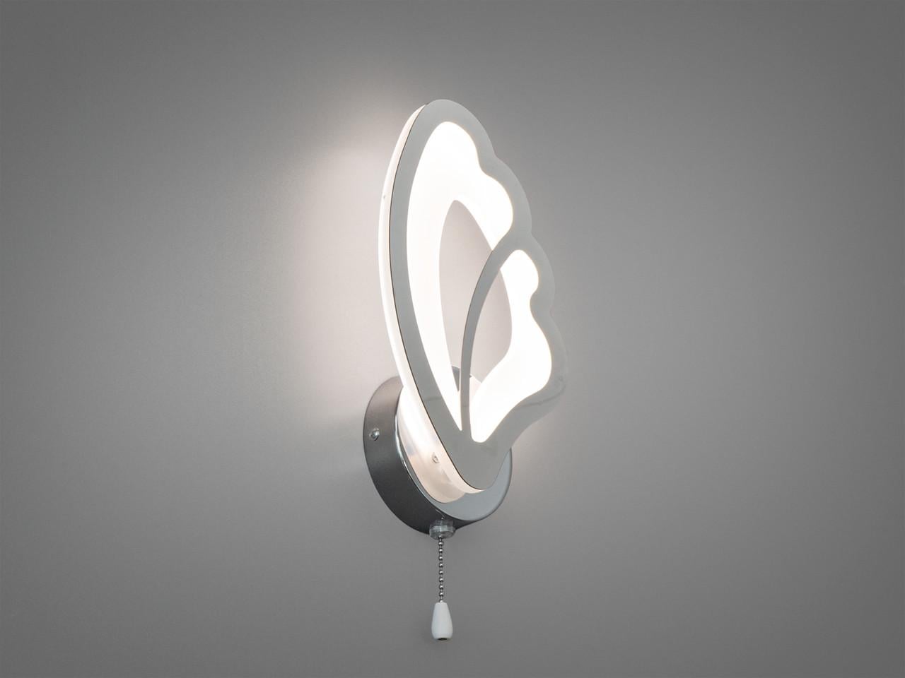 Бра LED для спальни 8166/1HR Бабочка 16W 3 режима Хром (2983163523)