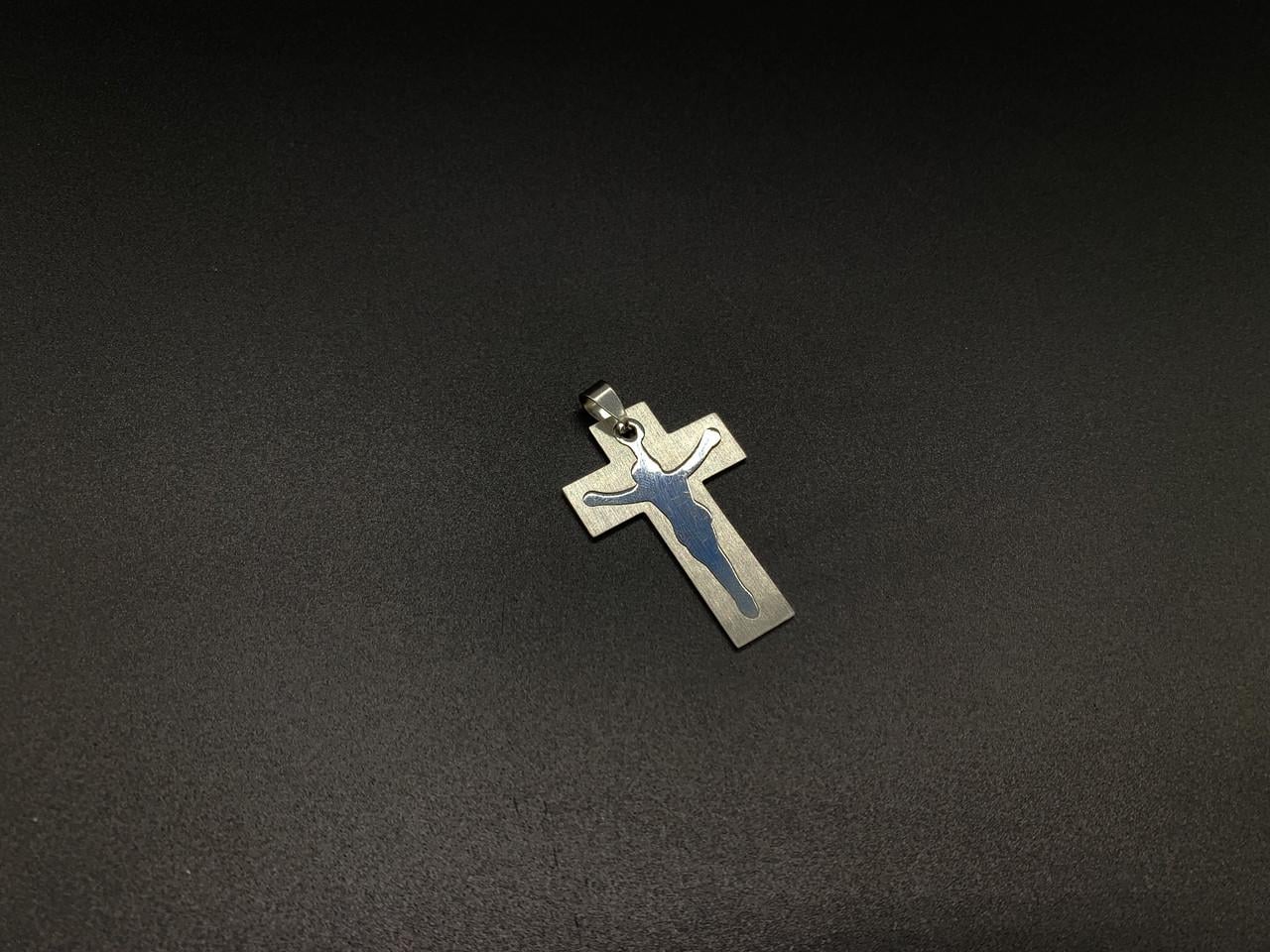 Подвеска из нержавеющей стали двойная Крест 4,4х3 см (930735887)