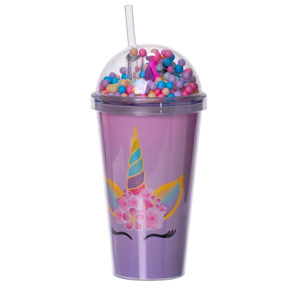 Стакан многоразовый Единорог с крышкой и трубочкой Сиреневый (HP-18-2V) Стакан многоразовый Единорог с крышкой и трубочкой Сиреневый (HP-18-2V)