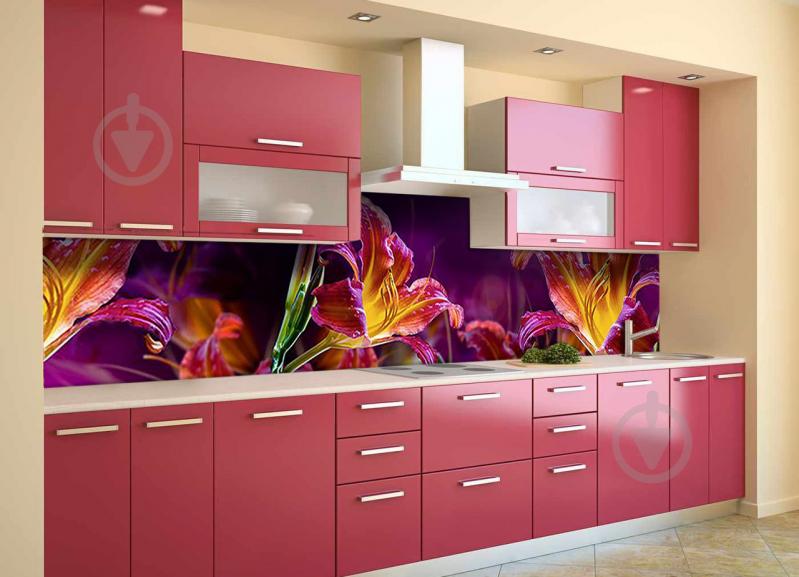 Скинали на кухню Zatarga «Сказочные Лилии» 600х3000 мм виниловая 3Д наклейка кухонный фартук самоклеящаяся Z180470/2