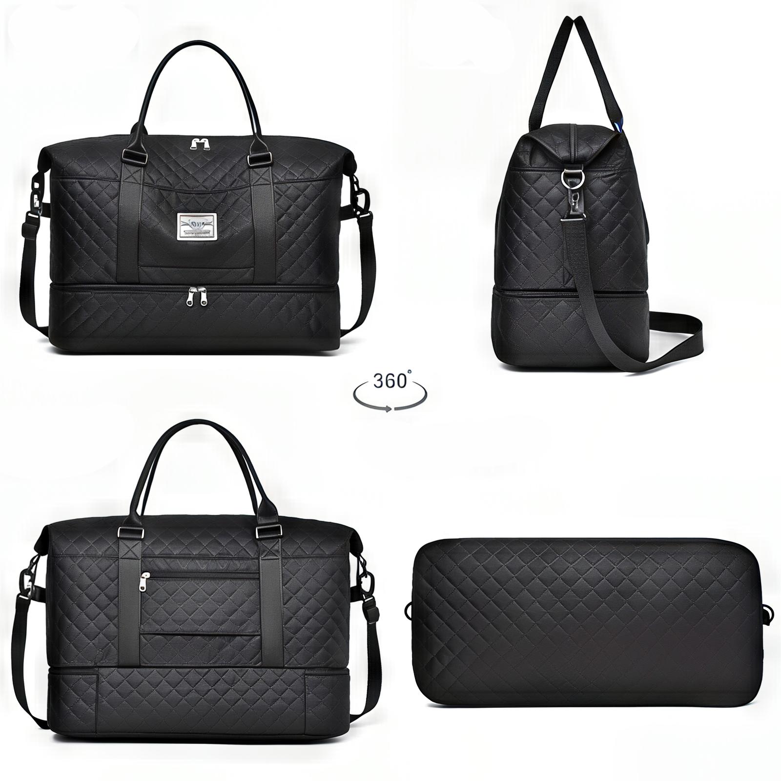 Дорожня сумка водонепроникна з відділенням для взуття та косметичкою 50х24х36 см Чорний (28341052) - фото 2 Дорожня сумка водонепроникна з відділенням для взуття та косметичкою 50х24х36 см Чорний (28341052) - фото 2