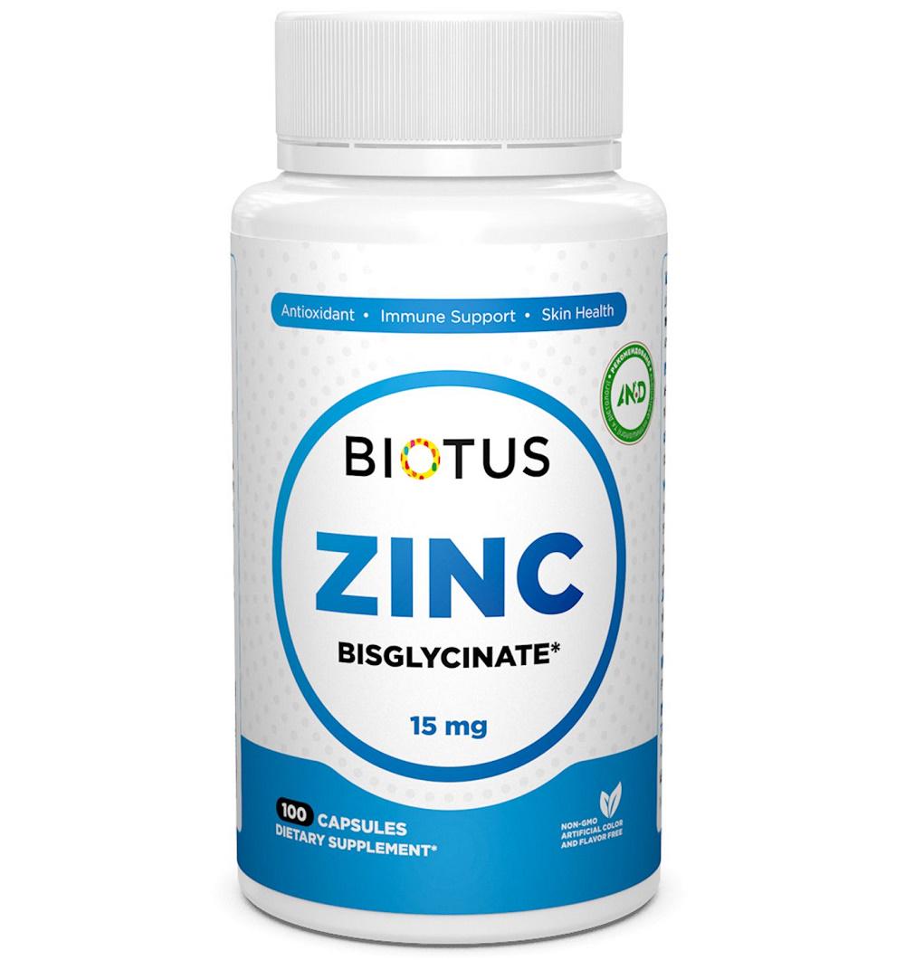 Микроэлемент Цинк Biotus Zinc Bisglycinate 15 mg 100 Caps BIO-530524