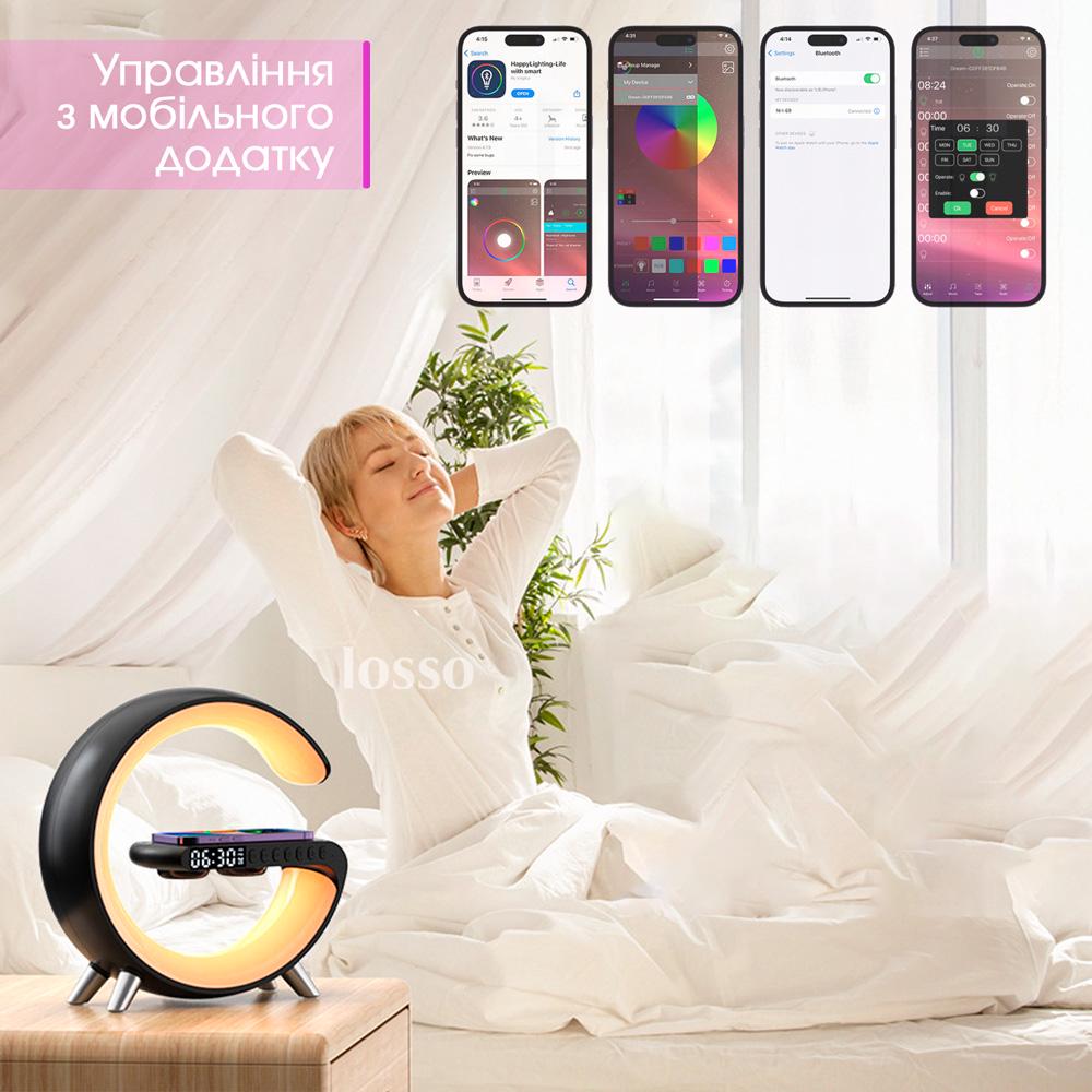 Нічник LOSSO G-Luminate LED RGB RGB Bluetooth з колонками 15W Чорний (391901721) - фото 9