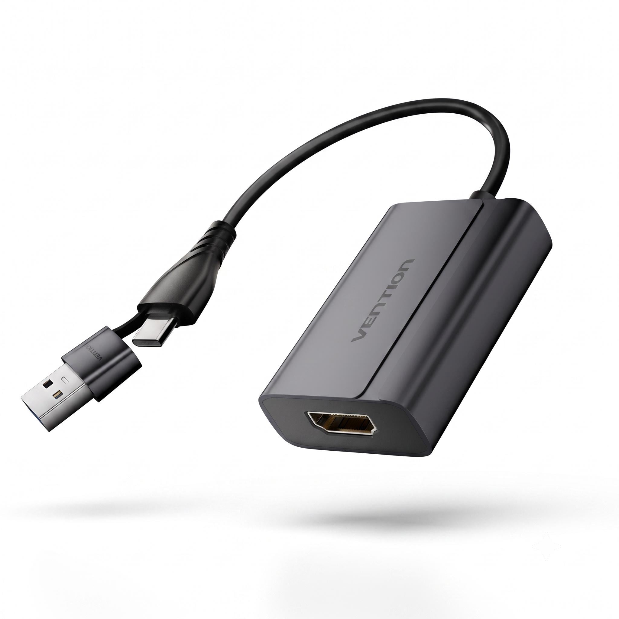 Адаптер Vention 0,15 м USB-C/USB-A/HDMI зеркальный и расширенный режимы Серый (ACYHB)