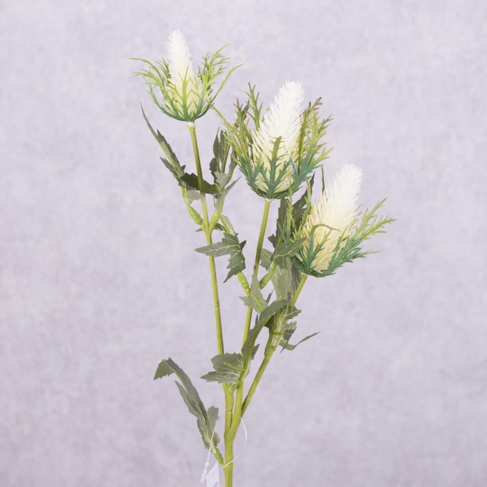 Искусственные цветы Ветка чертополох тройная Молочный (4406-4)