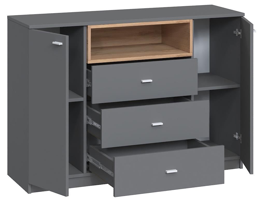 Комод для одежды Мастер Форм Тетрис 1200х376х793 мм Антрацит/Дуб крафт золотой (31304) - фото 3 Комод для одежды Мастер Форм Тетрис 1200х376х793 мм Антрацит/Дуб крафт золотой (31304) - фото 3