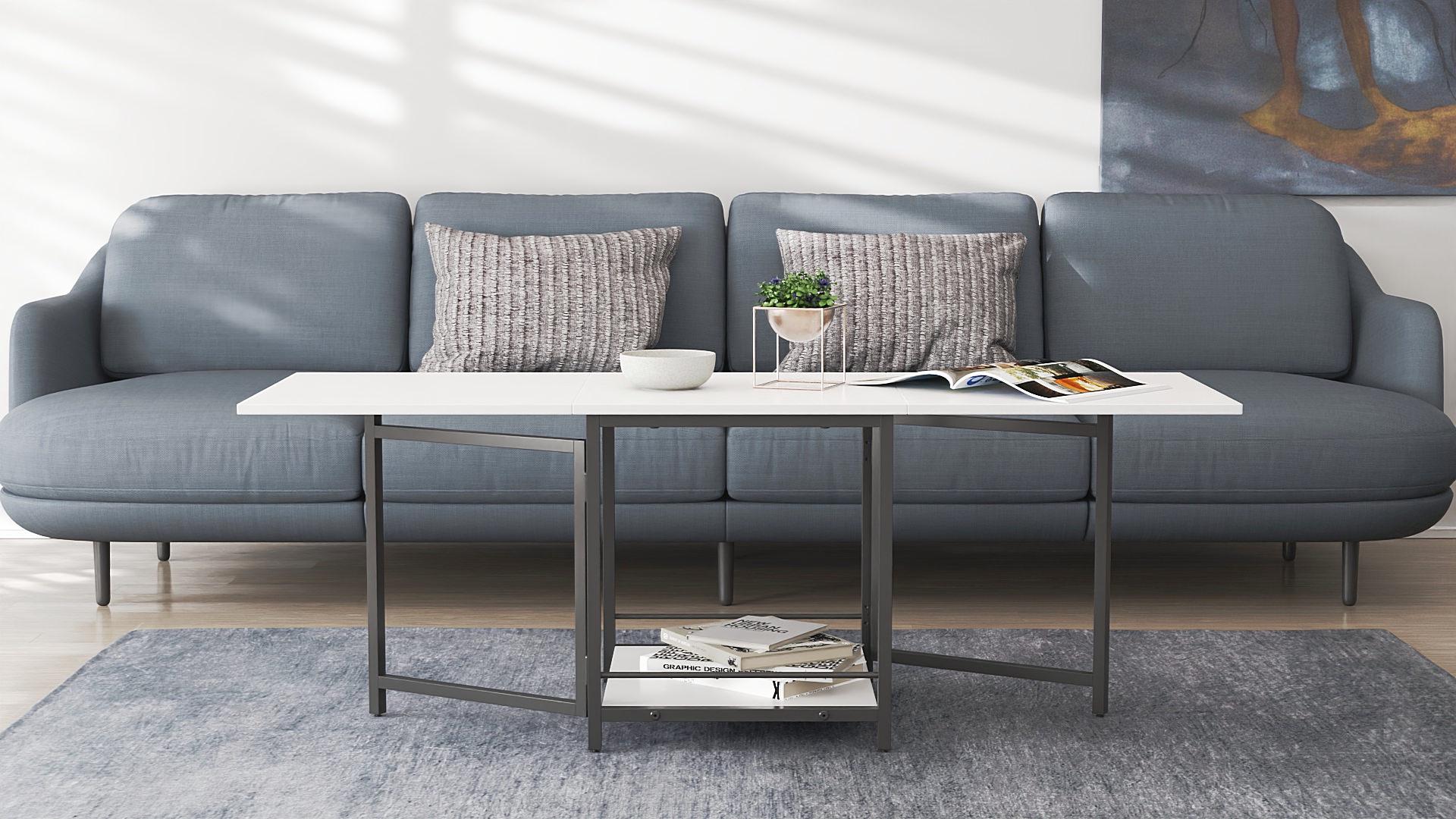 Стол журнальный трансформер Ferrum-decor Куб Комбо металл/ДСП 16 мм 650x540x532x500 мм Черный/Белый (FRD-105150) - фото 5