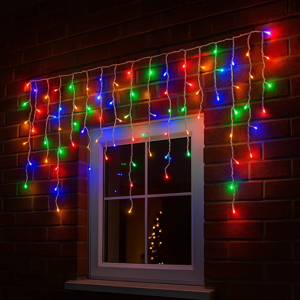 Гирлянда уличная бахрома 3 м 100 LED 220 В Белый провод/RGB