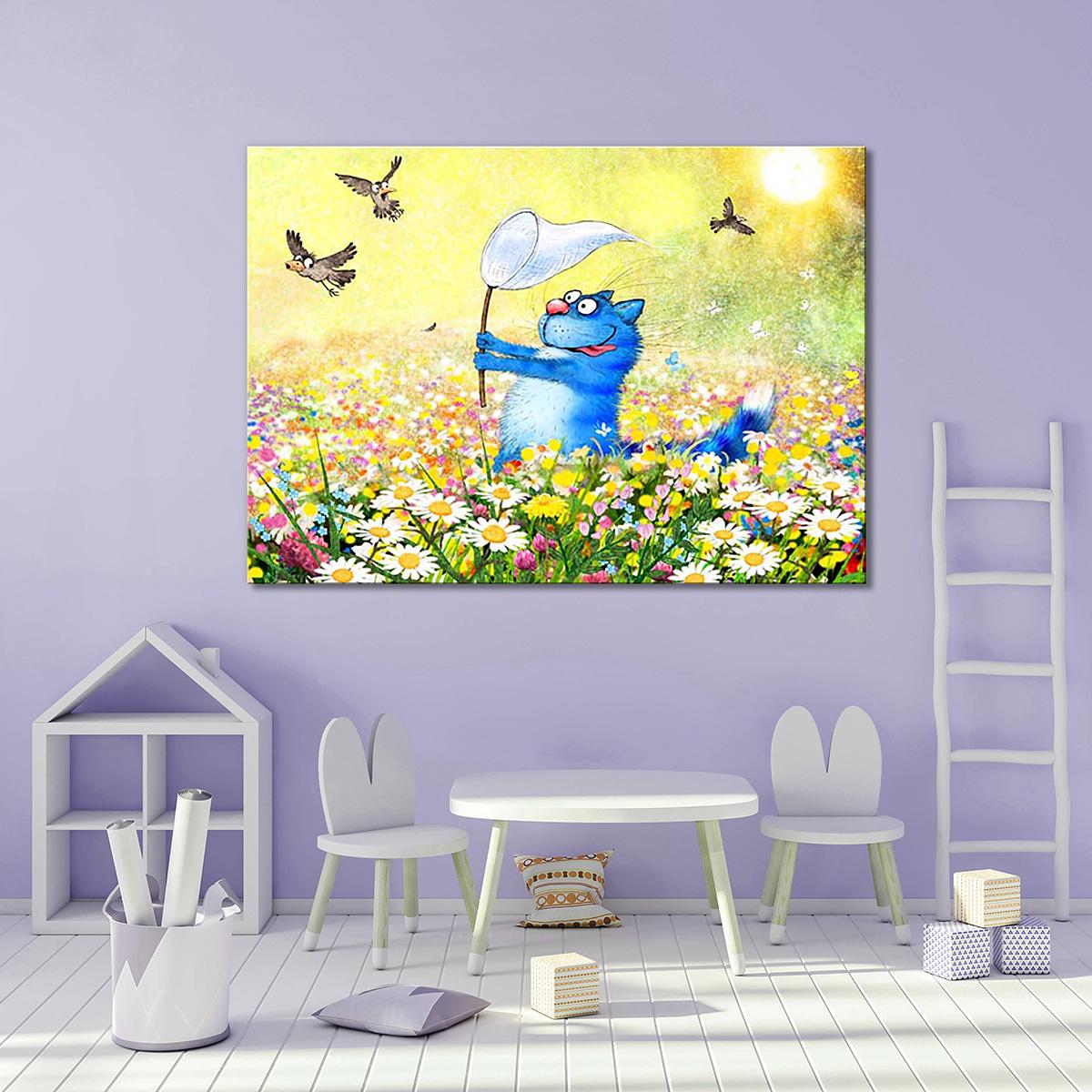 Модульная картина Улов на ромашковом поле 1 модуль 50x75 см