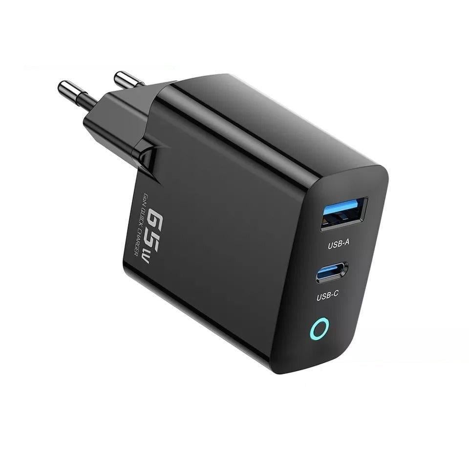 Зарядний пристрій мережевий Toocki GaN 65W USB/Type-C Fast Charger 65W Black (25397373)