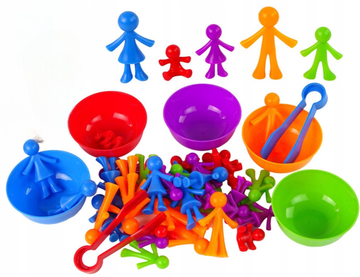 Развивающая игра Fun Game FD2188-25 Сортер Монтессори сортируй по цвету с пинцетами и тарелочками Happy Family (2360032347)