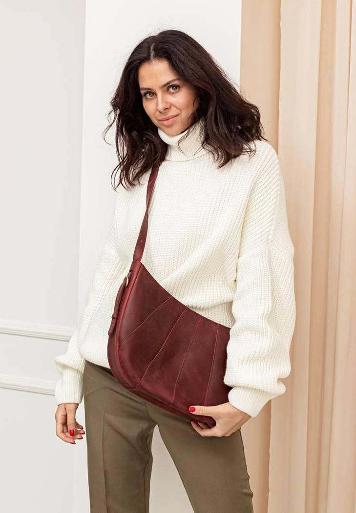 Жіноча сумка шкіряна Круасан Crazy Horse Бордовий (A-026252) Жіноча сумка шкіряна Круасан Crazy Horse Бордовий (A-026252)