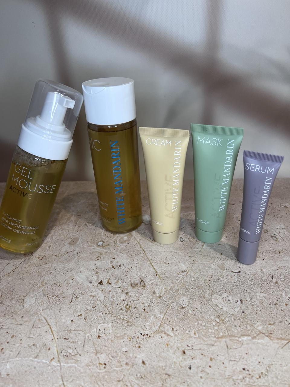 Набір натуральної косметики для жирної та проблемної шкіри обличчя White Mandarin 5в1 лінійка ACTIVE (2378143086) - фото 4