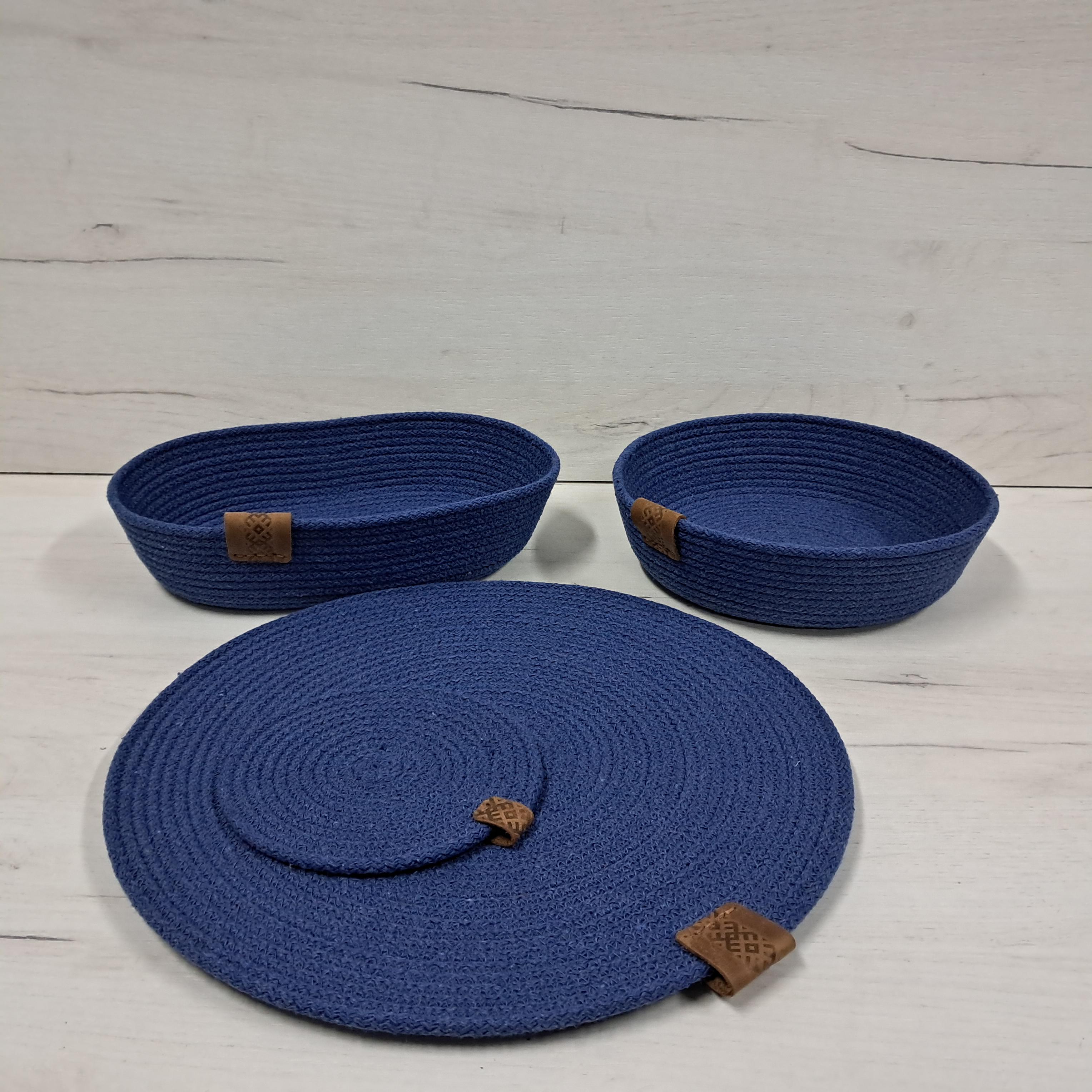 Плейсмат из джута и хлопкового шнура под горячий 20 см Синий (26198881) - фото 2 Плейсмат из джута и хлопкового шнура под горячий 20 см Синий (26198881) - фото 2